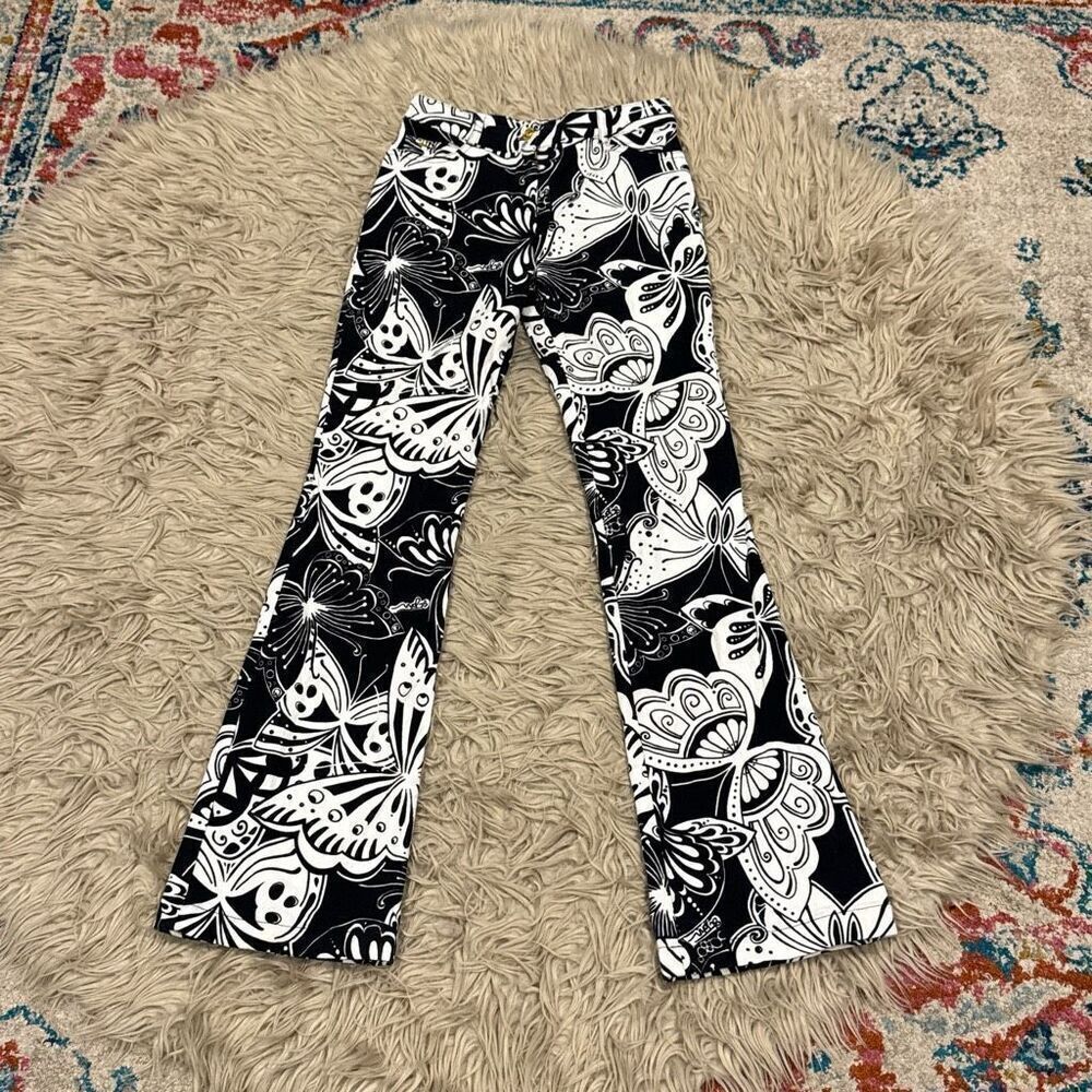 St. John sport floral black and white flare pants size 0